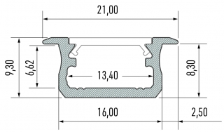 UITVERKOOP Aluminium ledstrip inbouw profiel PTA 100cm - Afbeelding 5