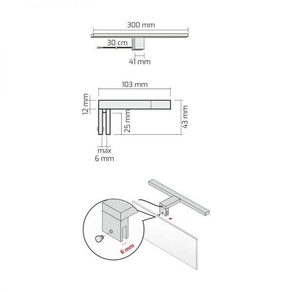 DESIGNLIGHT LED KAST / SPIEGEL LAMP AMBER 4,5W 230V - Afbeelding 11