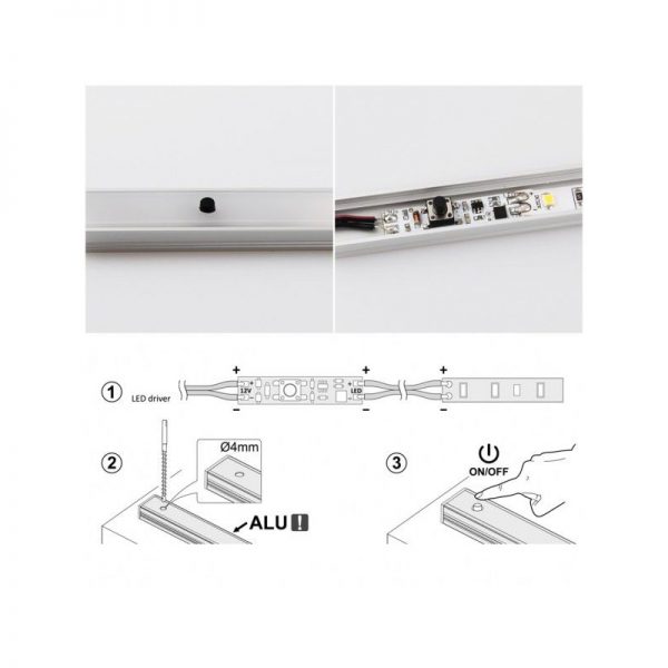 Mini led profiel druk schakelaar MS60 - Afbeelding 3
