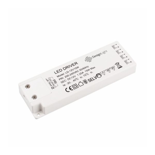 UITVERKOOP 12V LED TRANSFORMATOR INBOUW MINI STEKKER WIT 15W DL