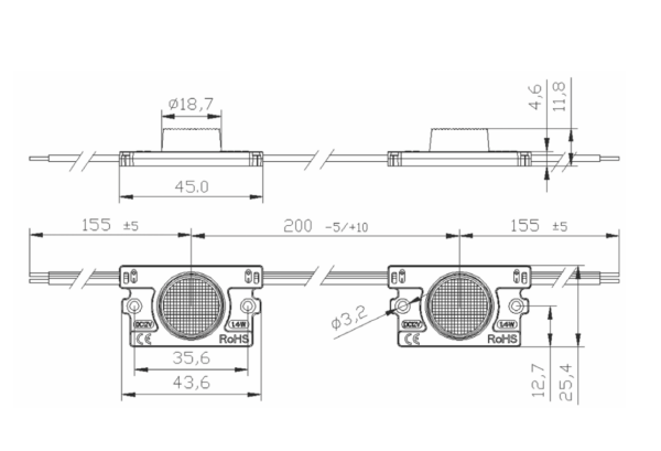 Led module met lens IP65 enkel 12V 1,4W - Afbeelding 2