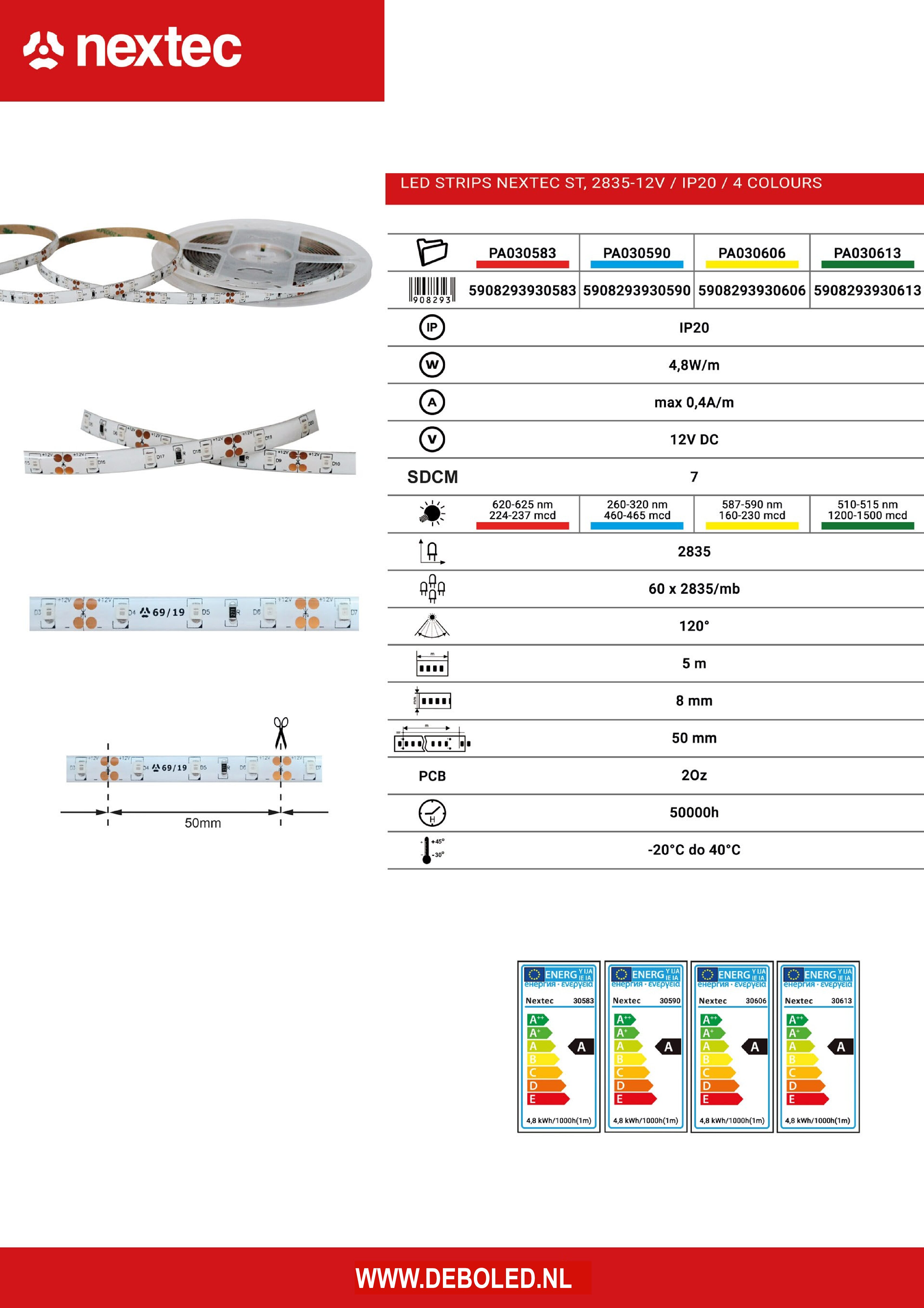 Ledstrip STD rol 60 led per meter 12V - Afbeelding 3